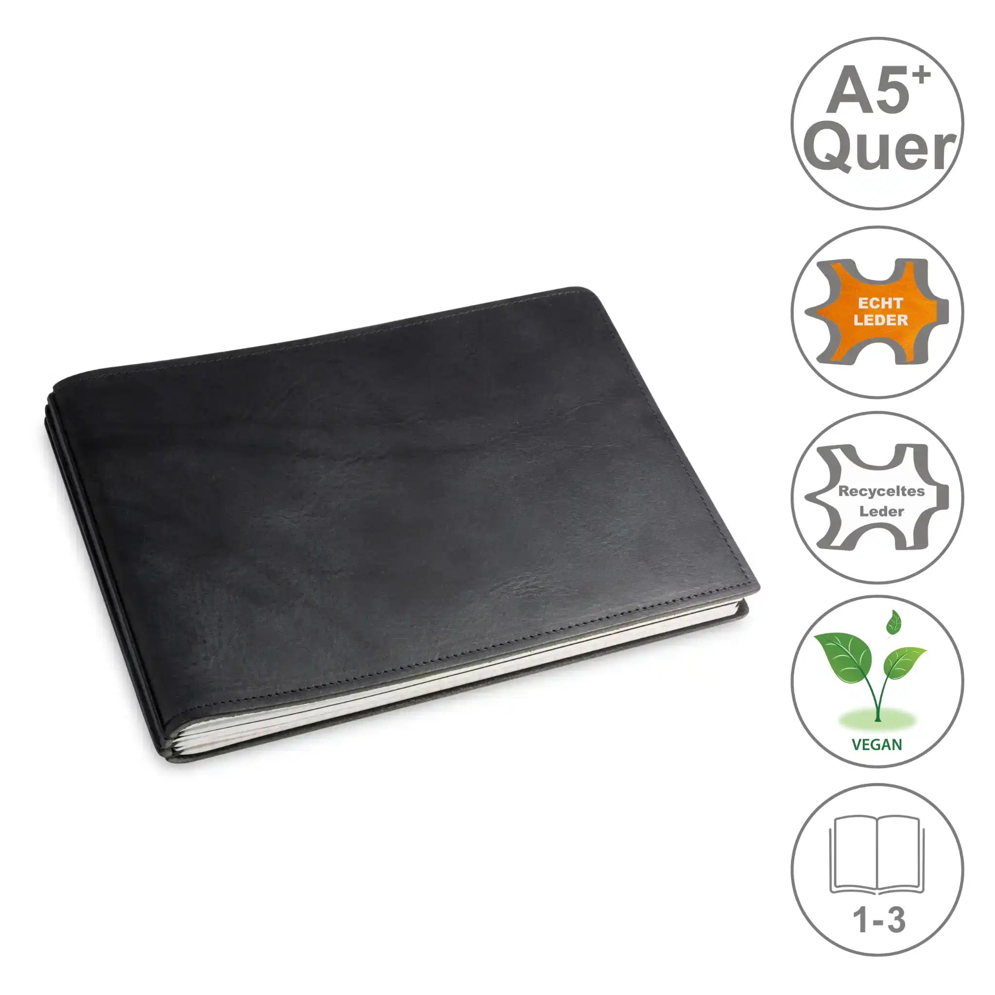 A5+ Quer Notizbuch mit 1-3 Heften