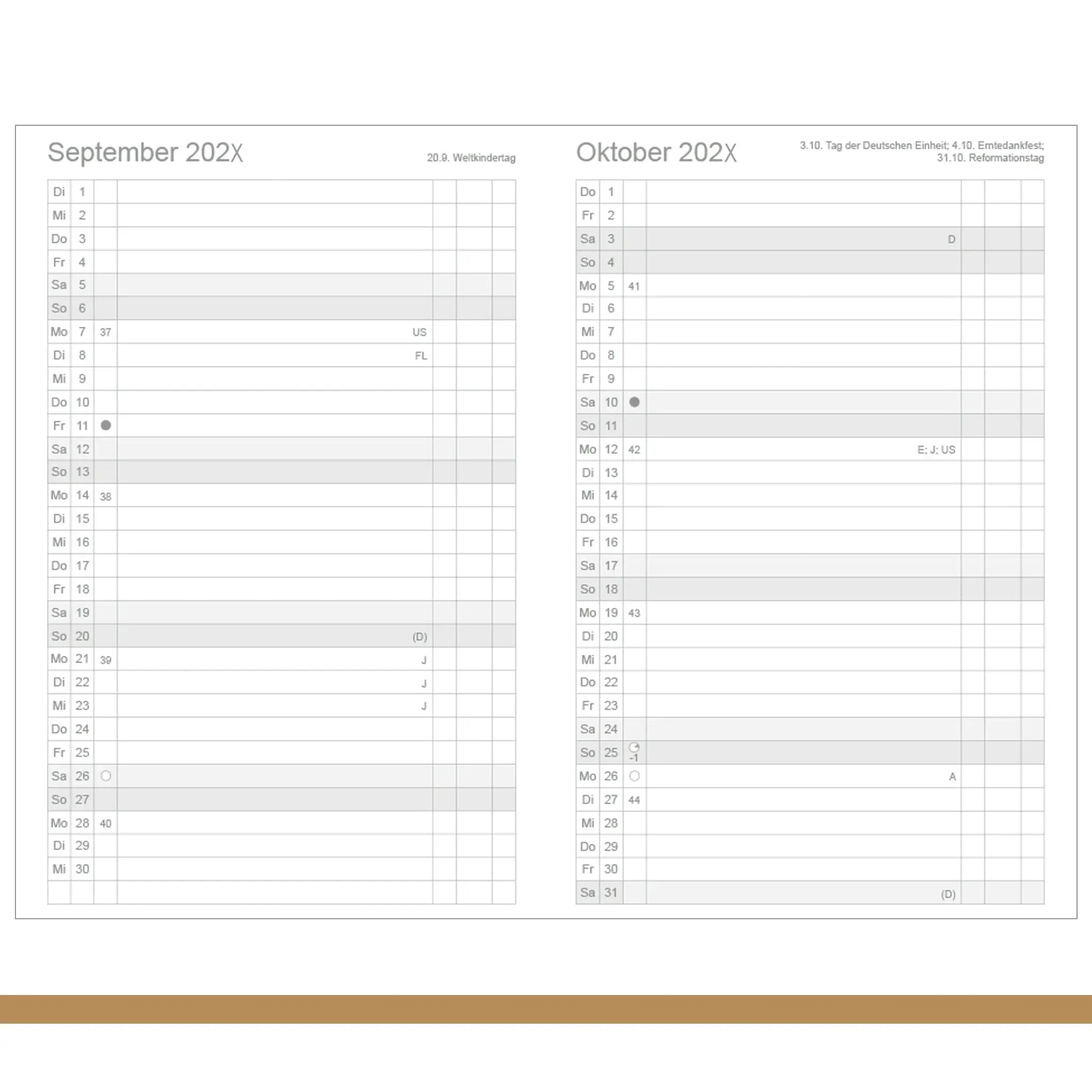 A7 Einlagen - Kalender