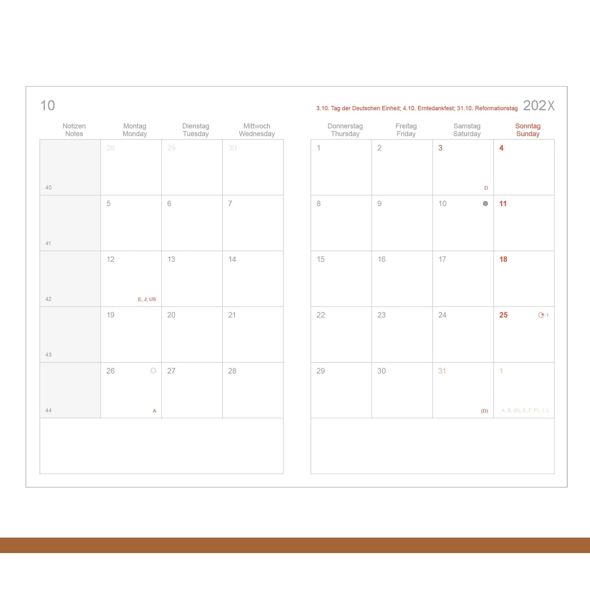 A6 Einlagen - Kalender