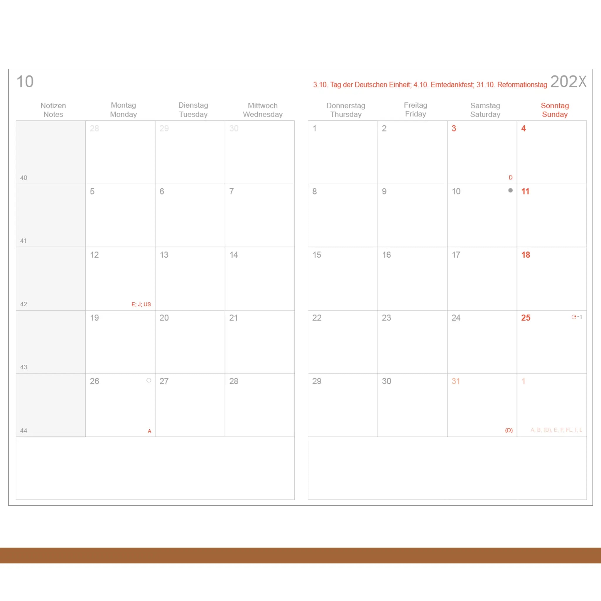 A5 Einlagen - Kalender