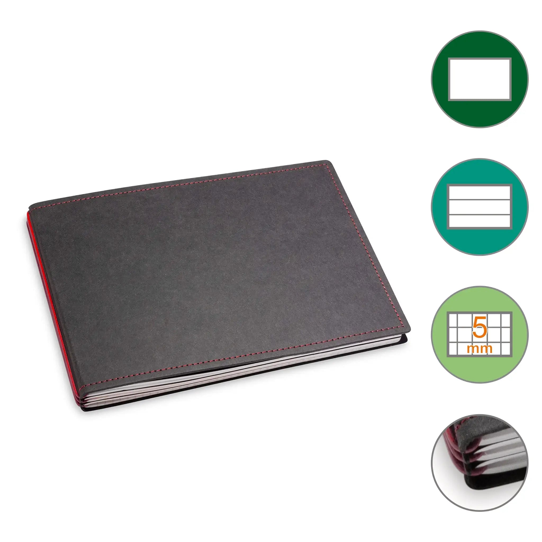 A5+ Quer Notizbuch mit 1-3 Heften