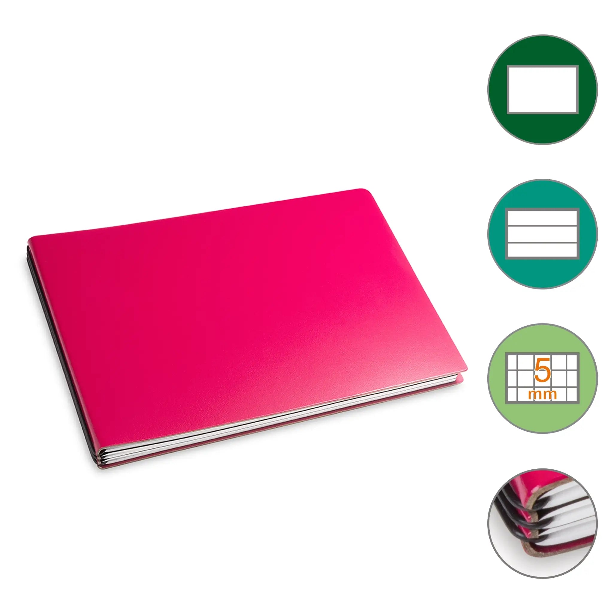 A5+ Quer Notizbuch mit 1-3 Heften