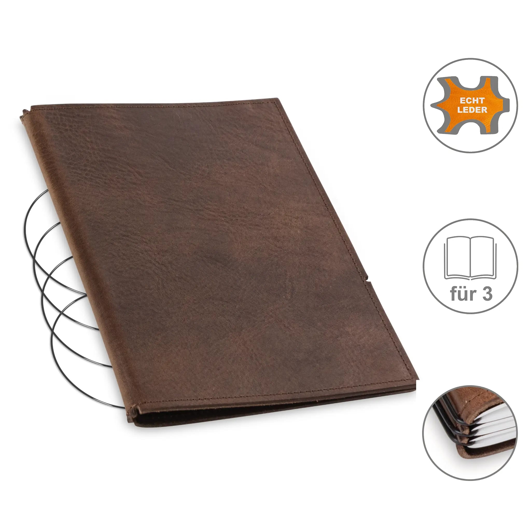 A5 Hüllen Leder/Lefa für 1-4 Hefte