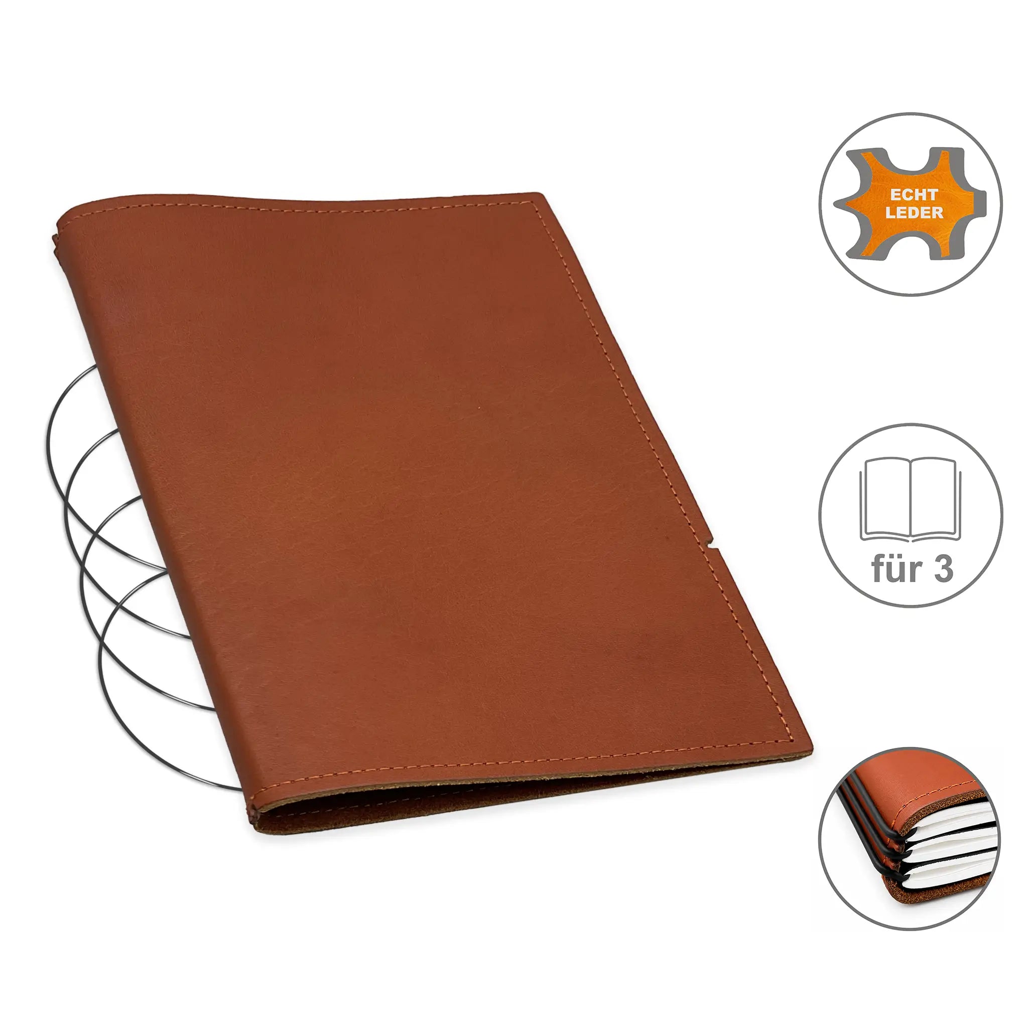 A5 Hüllen Leder/Lefa für 1-4 Hefte