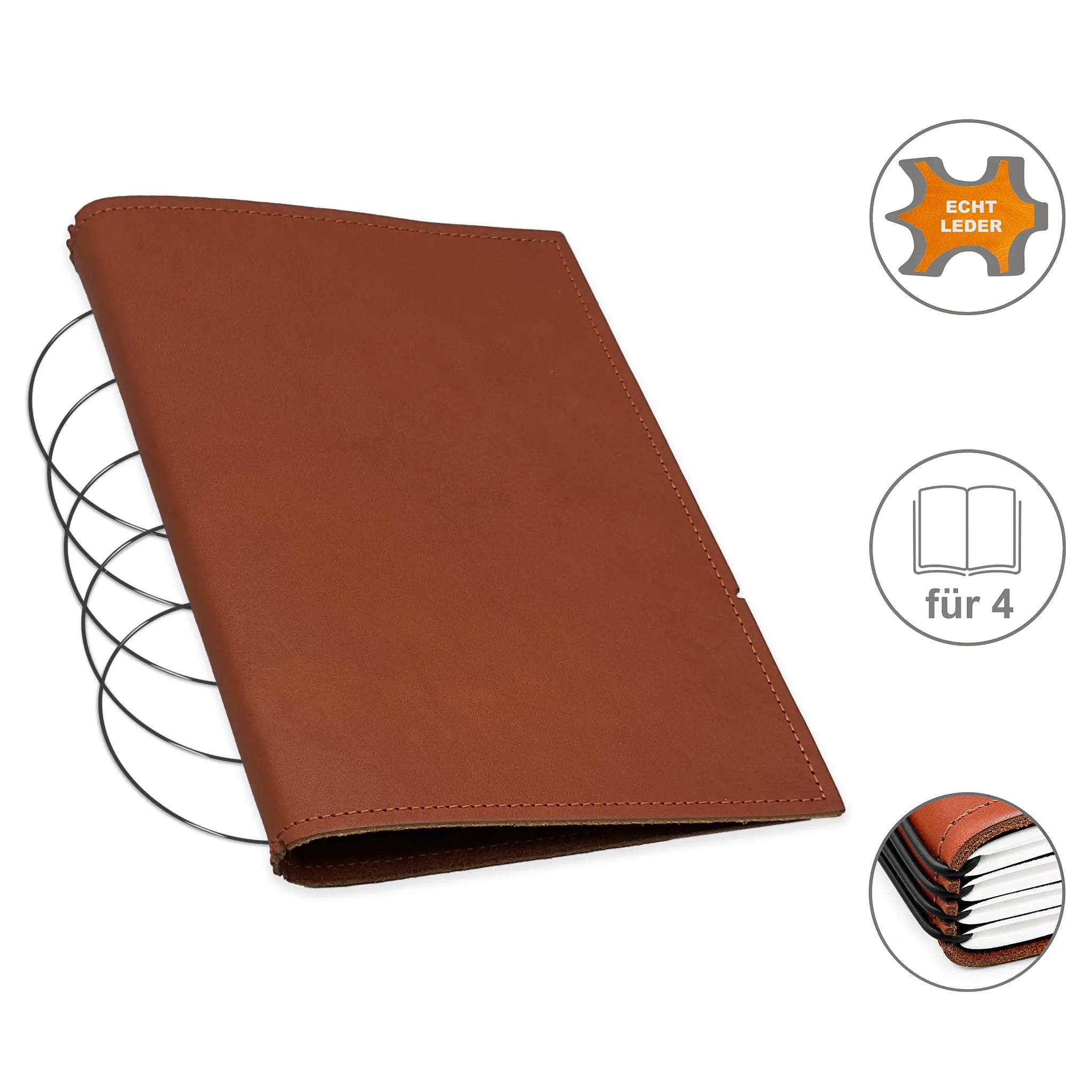 A5 Hüllen Leder/Lefa für 1-4 Hefte