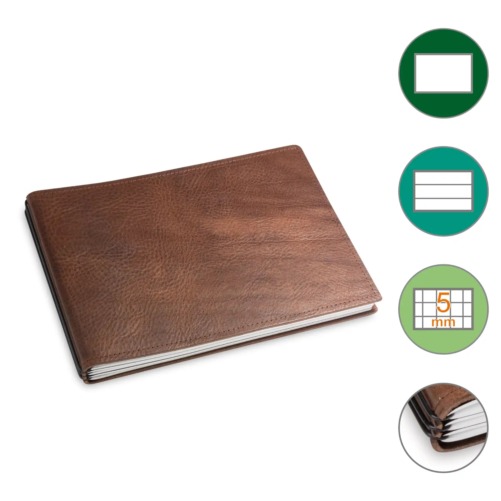 A5+ Quer Notizbuch mit 1-3 Heften