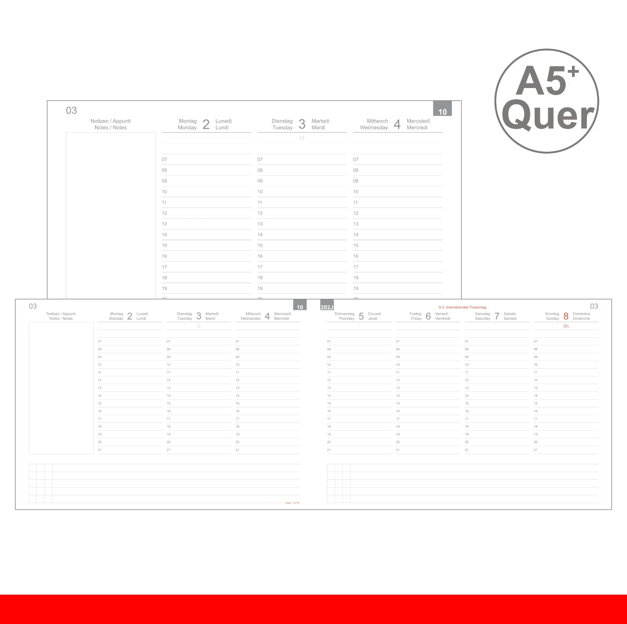 A5+ Quer Einlagen - Kalender