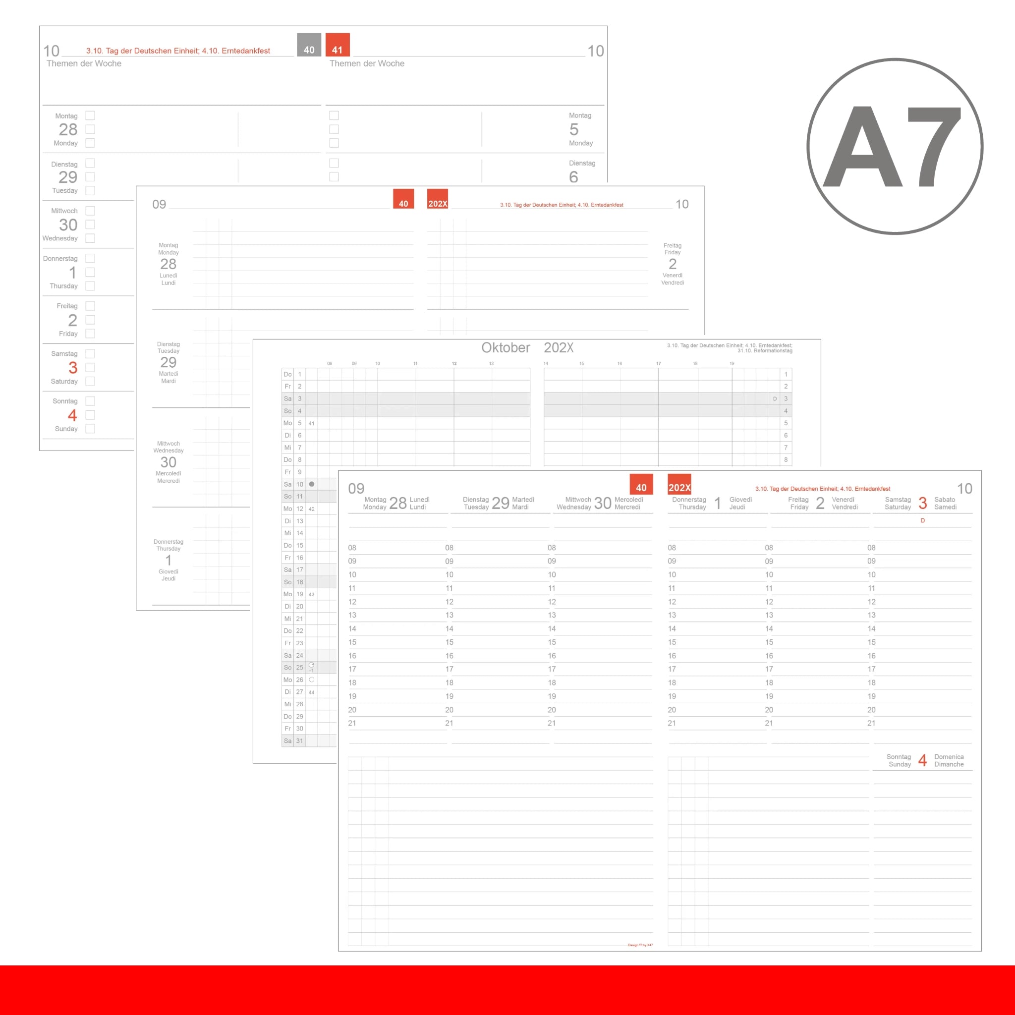 A7 Einlagen - Kalender