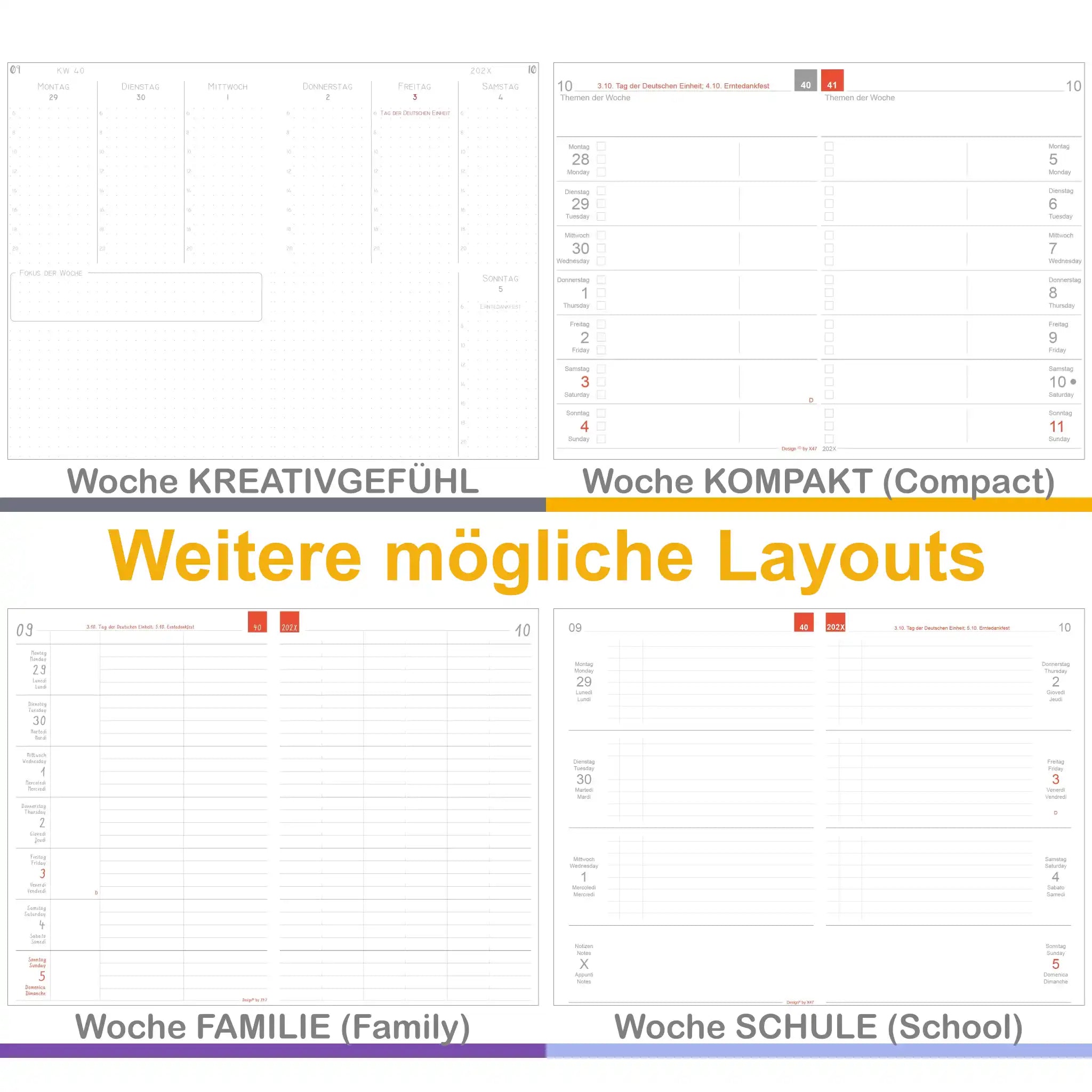 A6 Einlagen - Kalender